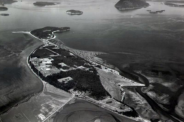 aerial view of samish island retreat center