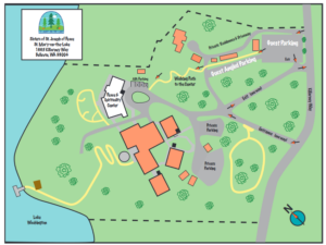 map of the grounds of the Peace and Spirituality Center at St. Mary's.