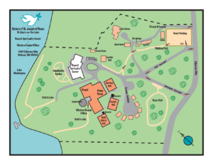 map of the grounds of the Peace and Spirituality Center at St. Mary's.