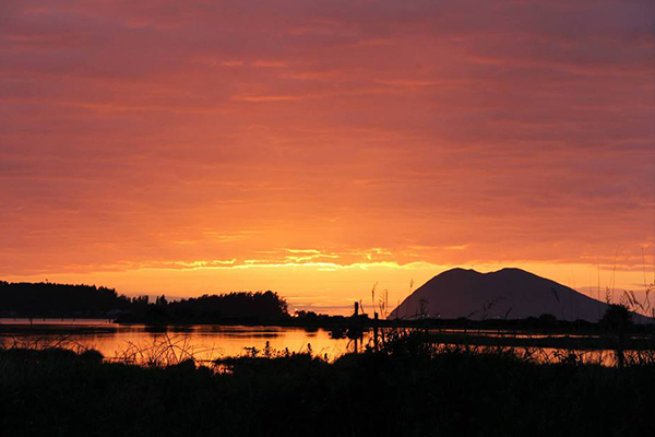 The sunset view from Samish Island Retreat Center.