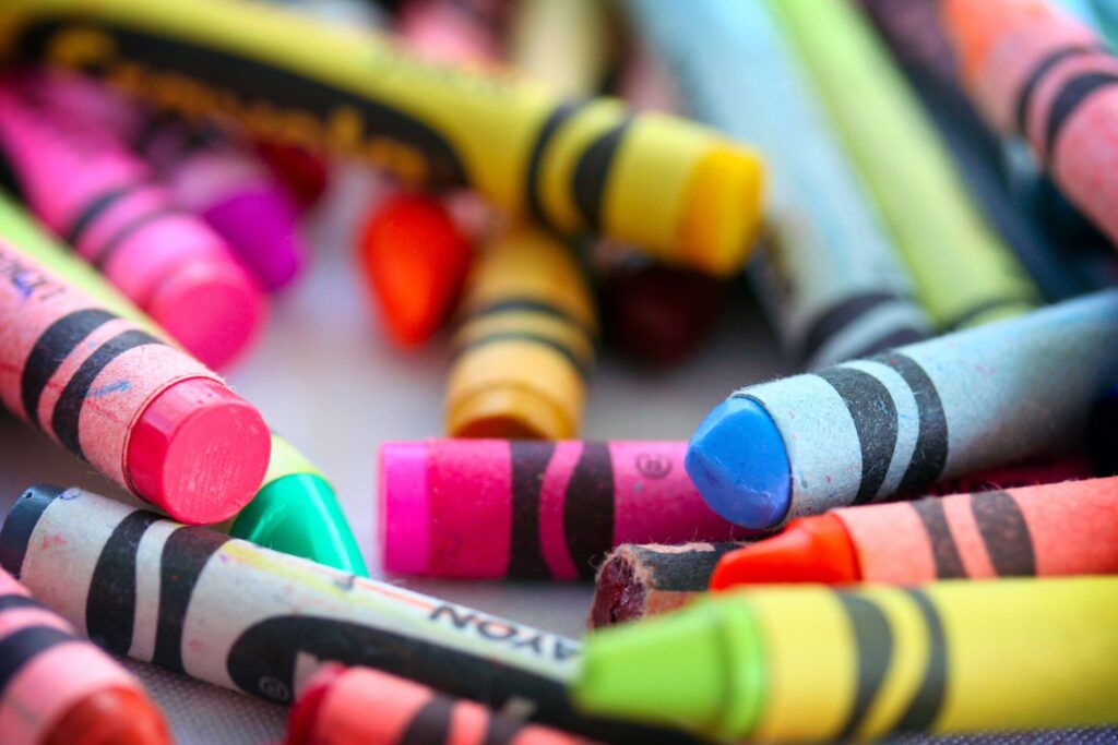 Crayons on the table