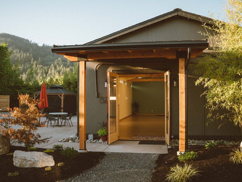 Exterior of the meditation hall at Bow Sanctuary.