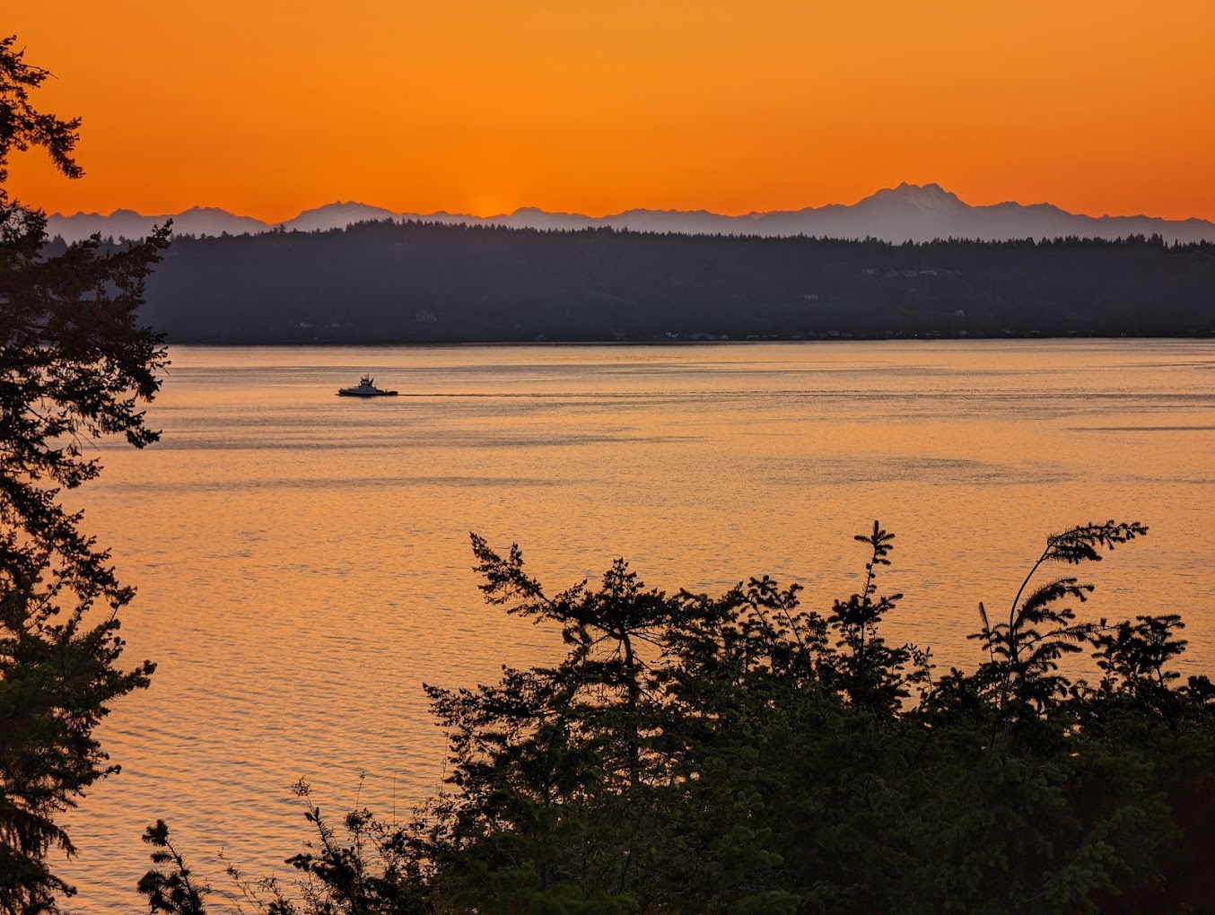 View of the lagoon and ocean from Samish Island Campground, mindfulness meditation retreat location.