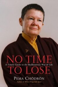 Buddhist nun pema chodron, on the cover of her book "no time to lose"